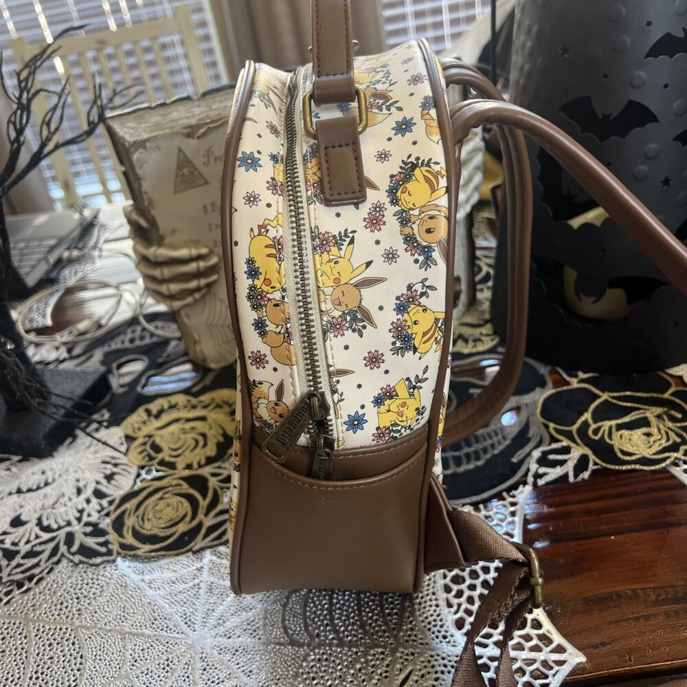 Loungefly Pokemon Pikachu and Eevee Love Floral Mini Backpack - Picture 4 of 12